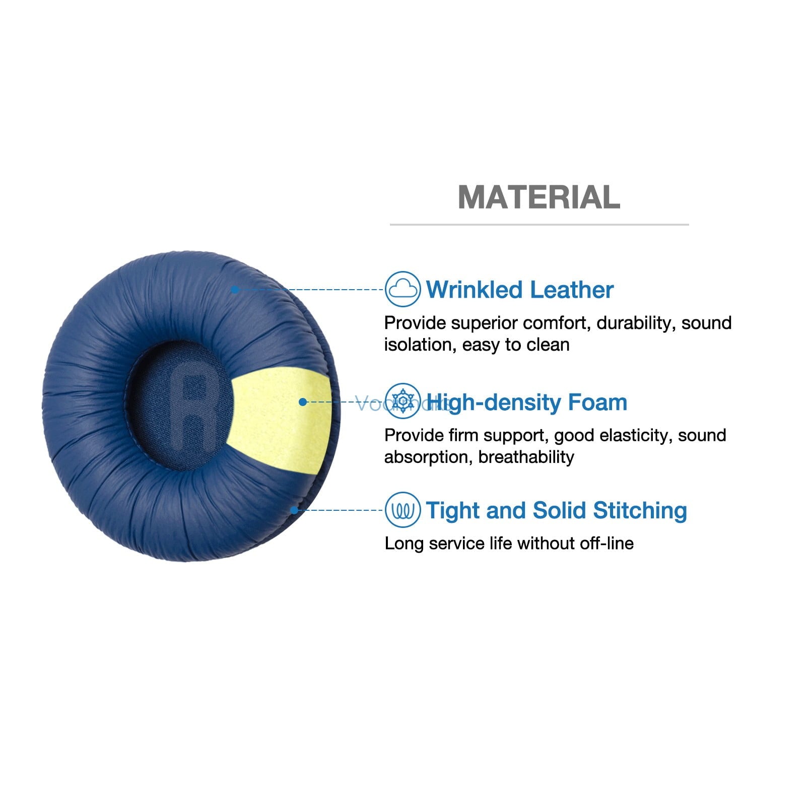 4-Pack Replacement Ear Pads Compatible with JBL Tune 510BT, 520BT, 450BT, 460BT, 500BT, JBL Junior 320 320BT, JR 300BT, 310BT Headphones, Ear Cushions with Wrinkled Leather