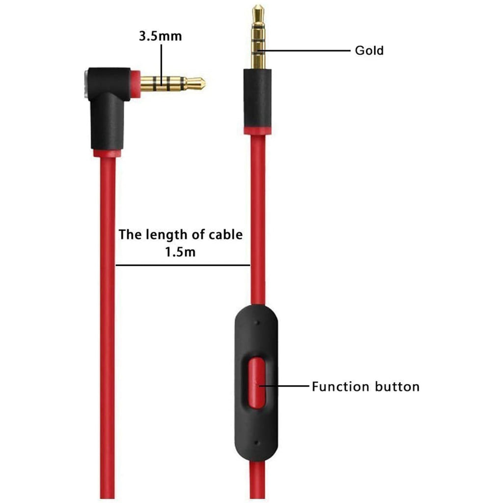 2x Remote Talk Audio Cable for Studio, Executive, Mixer, , Wireless, and Pro Headphones(Black+),2 x Audio Cable,Black-Red &amp; Black