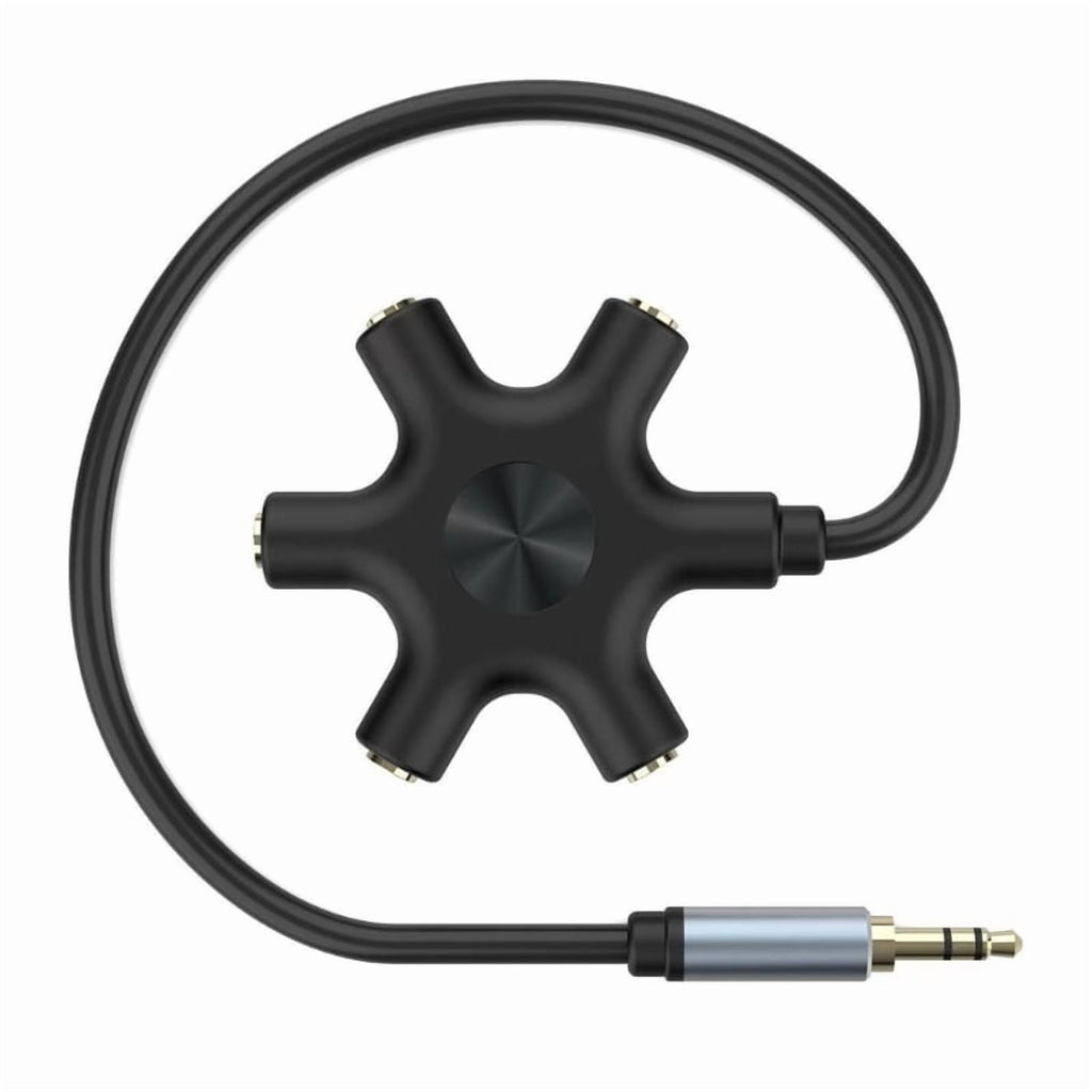 Headsets Adapter Microphones Headphone Splitter 3.5mm Male to 3.5mm Female 5 Port Adapter Cable for PC Smartphones