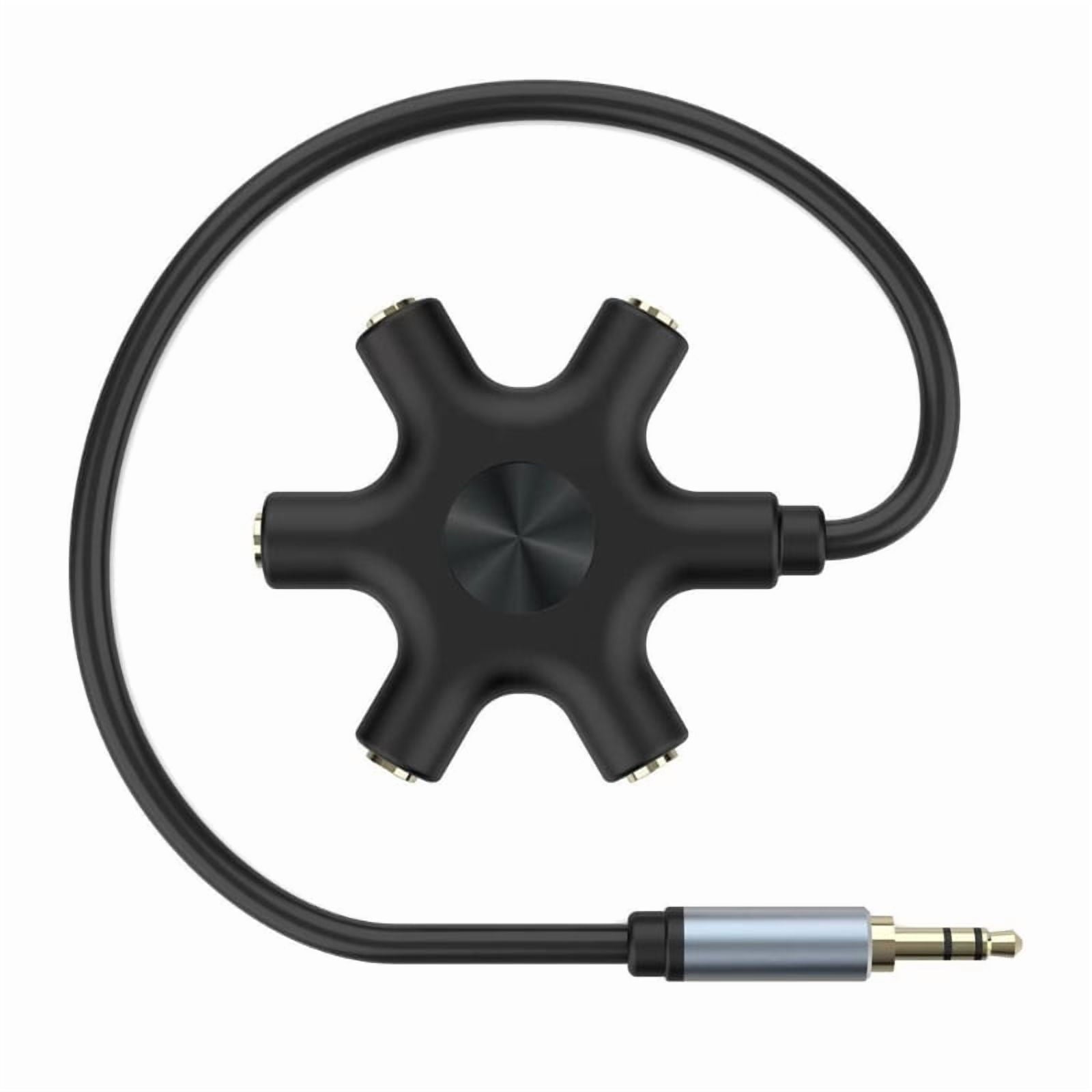 Headsets Adapter Microphones Headphone Splitter 3.5mm Male to 3.5mm Female 5 Port Adapter Cable for PC Smartphones
