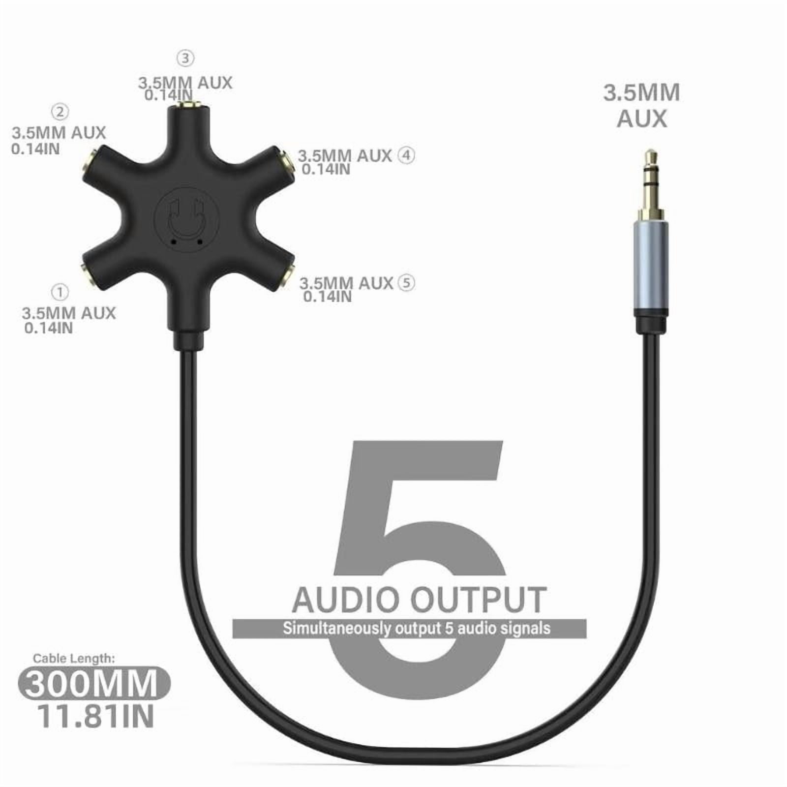 Headsets Adapter Microphones Headphone Splitter 3.5mm Male to 3.5mm Female 5 Port Adapter Cable for PC Smartphones