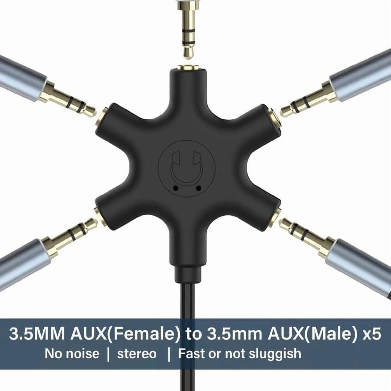Headsets Adapter Microphones Headphone Splitter 3.5mm Male to 3.5mm Female 5 Port Adapter Cable for PC Smartphones