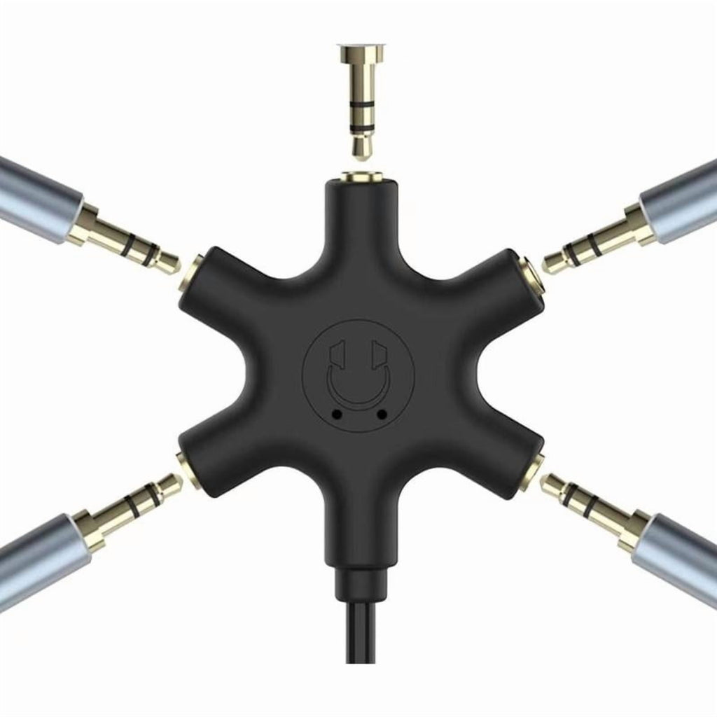 Headsets Adapter Microphones Headphone Splitter 3.5mm Male to 3.5mm Female 5 Port Adapter Cable for PC Smartphones