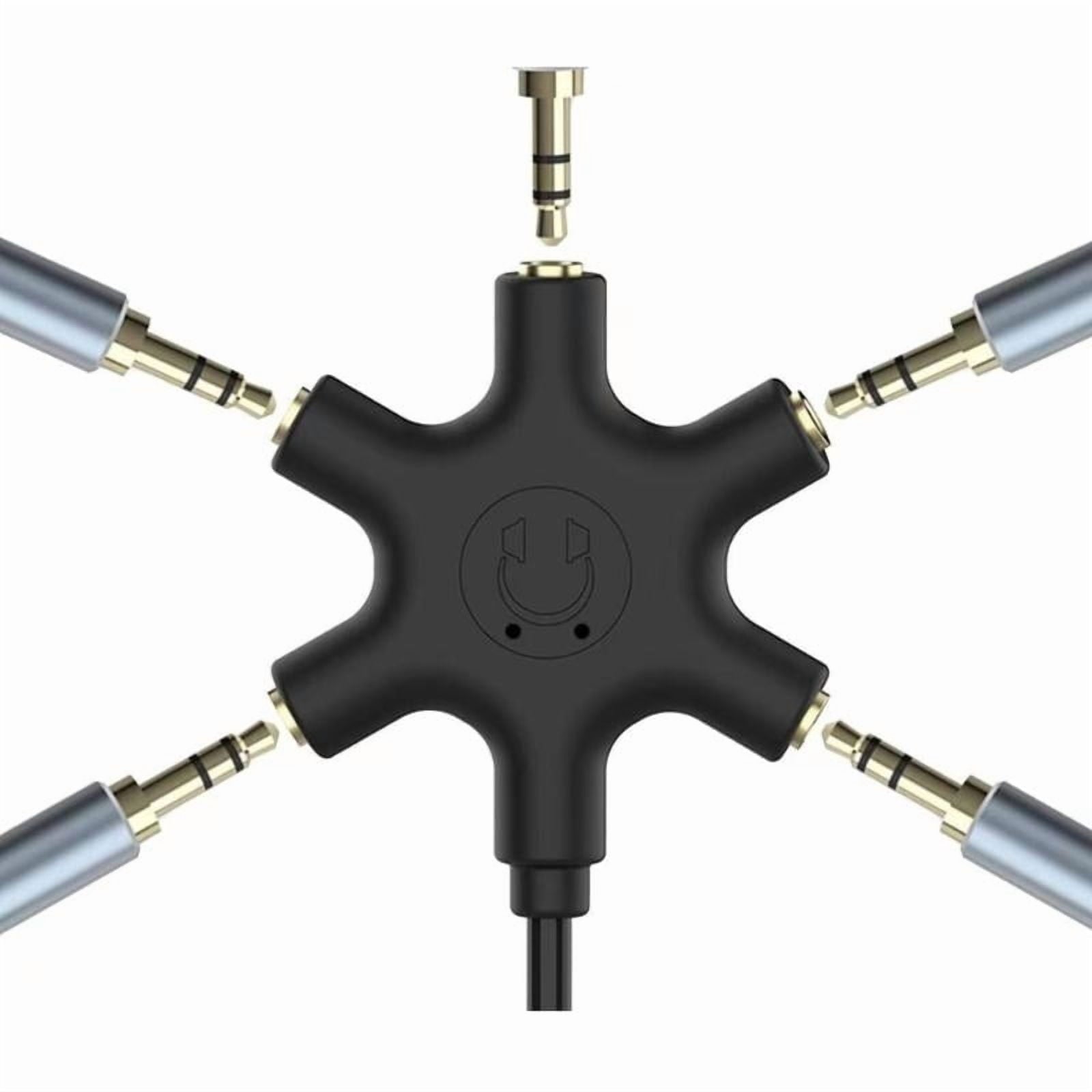 Headsets Adapter Microphones Headphone Splitter 3.5mm Male to 3.5mm Female 5 Port Adapter Cable for PC Smartphones