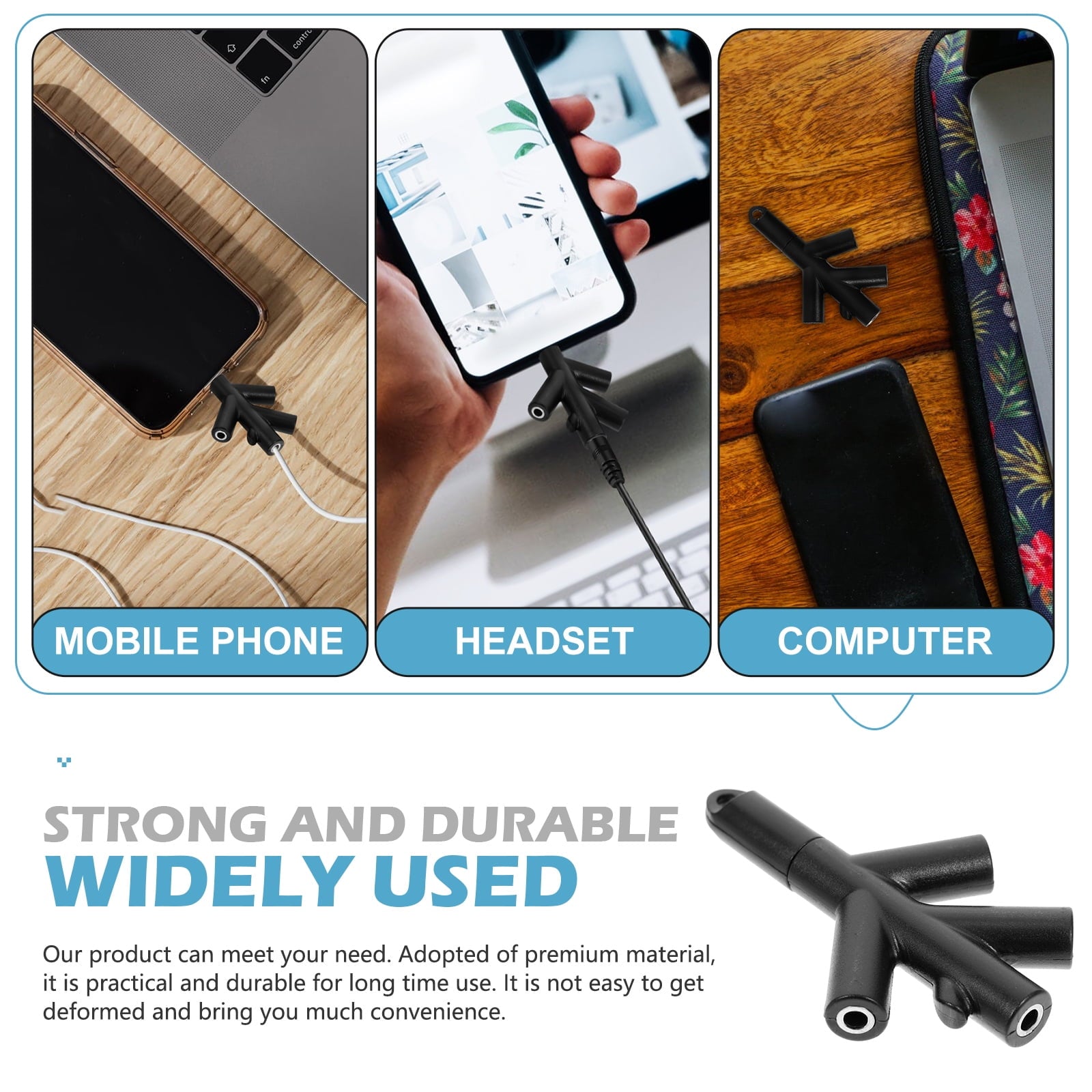 2 Pieces Earbuds Cable Splitter Audio Adapter Miss