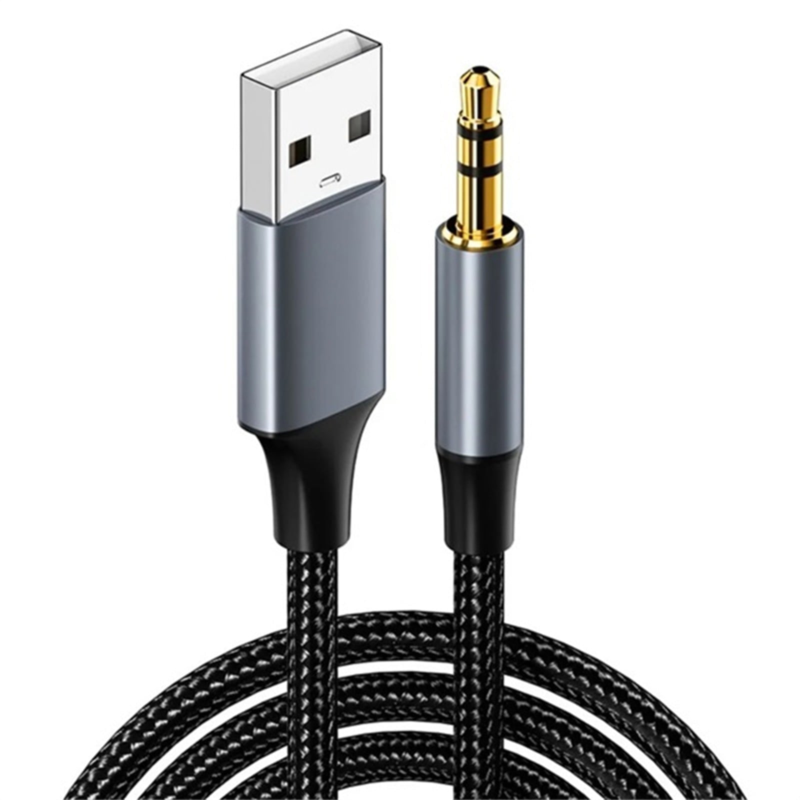 2Pcs Black USB to 3.5mm Audio Male to Male Stereo USB A to 3.5 Jack AUX Adapter Wire Headphone Speaker for Headphones Speaker PC Laptop,Not for Charging