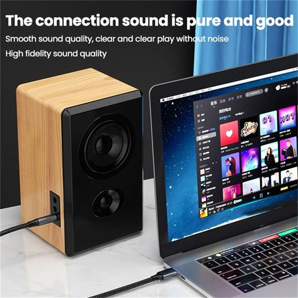 2Pcs Black USB to 3.5mm Audio Male to Male Stereo USB A to 3.5 Jack AUX Adapter Wire Headphone Speaker for Headphones Speaker PC Laptop,Not for Charging