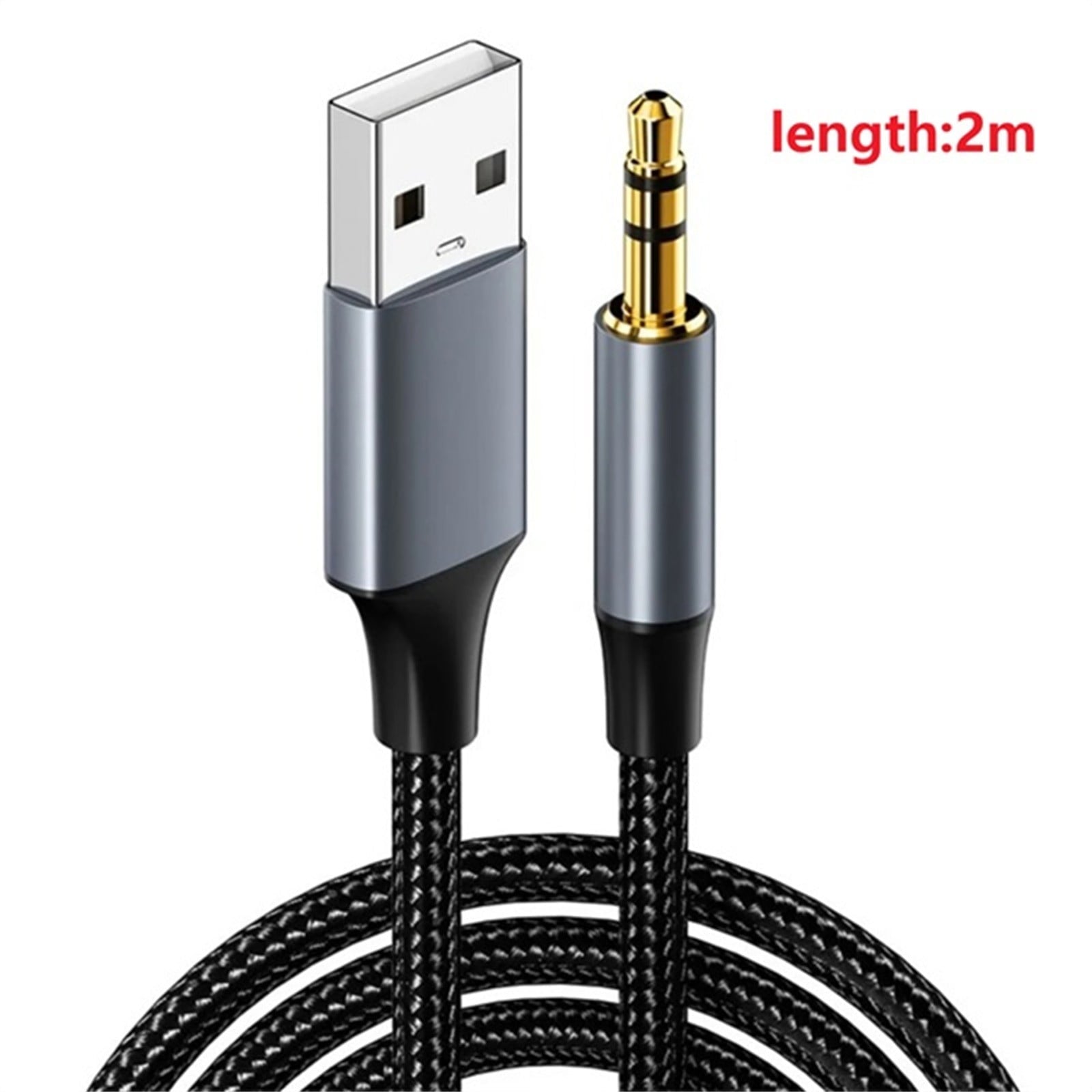 2Pcs Black USB to 3.5mm Audio Male to Male Stereo USB A to 3.5 Jack AUX Adapter Wire Headphone Speaker for Headphones Speaker PC Laptop,Not for Charging