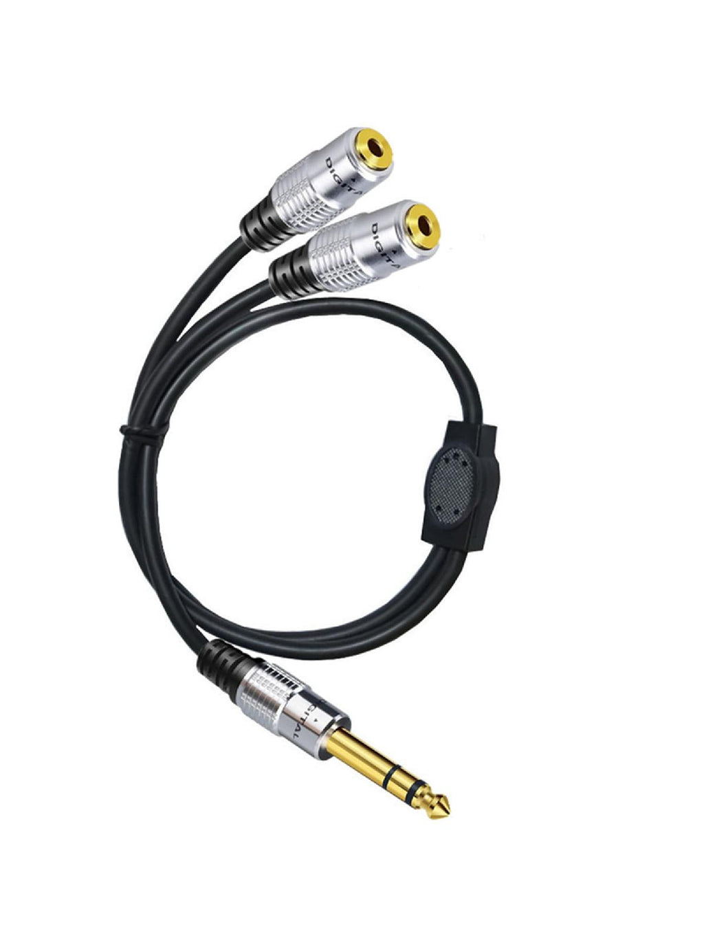 6.35mm 1/4 inch TRS to Dual 3.5mm 1/8 inch Female Headphone Splitter Y Cable Adapter 0.5m 19.7in