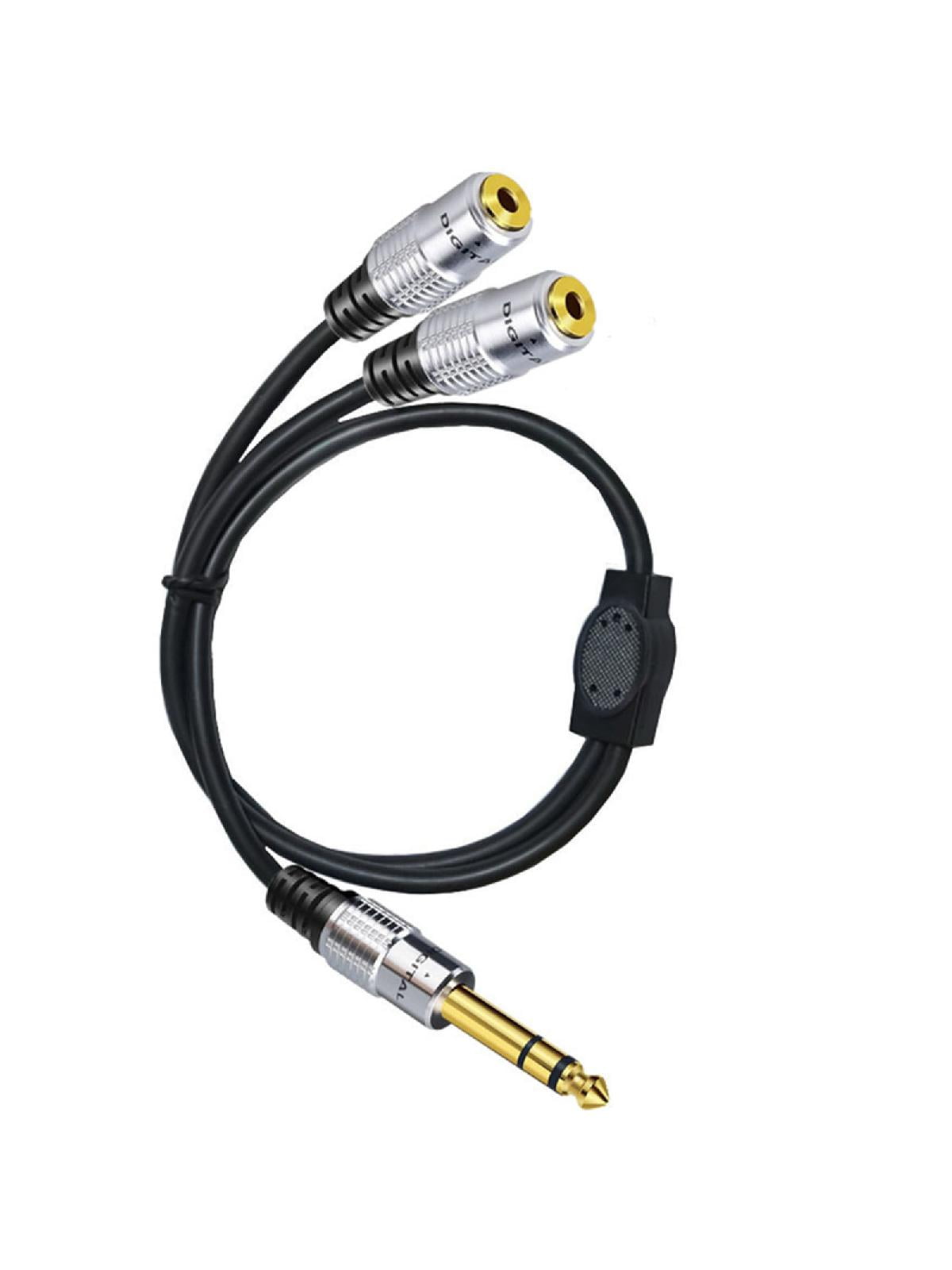 6.35mm 1/4 inch TRS to Dual 3.5mm 1/8 inch Female Headphone Splitter Y Cable Adapter 0.5m 19.7in