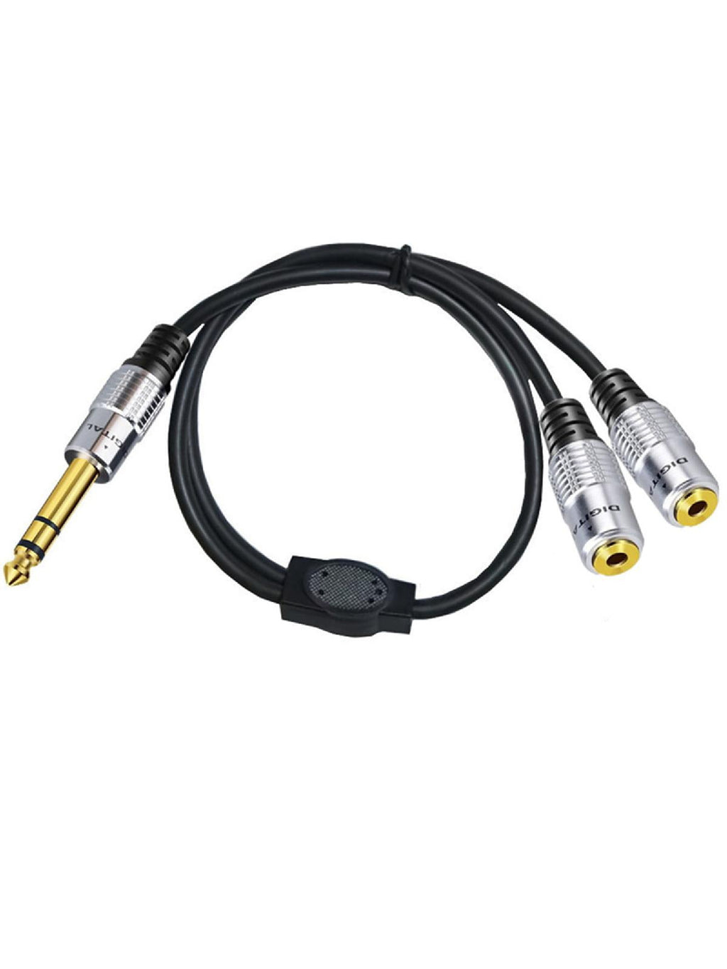 6.35mm 1/4 inch TRS to Dual 3.5mm 1/8 inch Female Headphone Splitter Y Cable Adapter 0.5m 19.7in