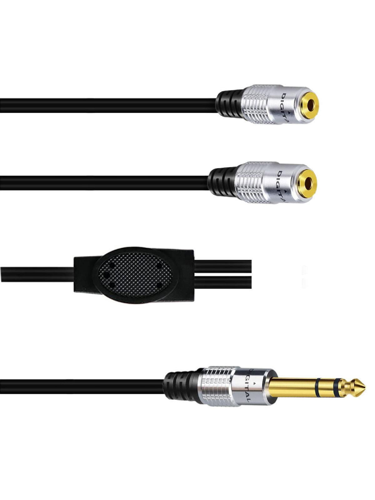 6.35mm 1/4 inch TRS to Dual 3.5mm 1/8 inch Female Headphone Splitter Y Cable Adapter 0.5m 19.7in