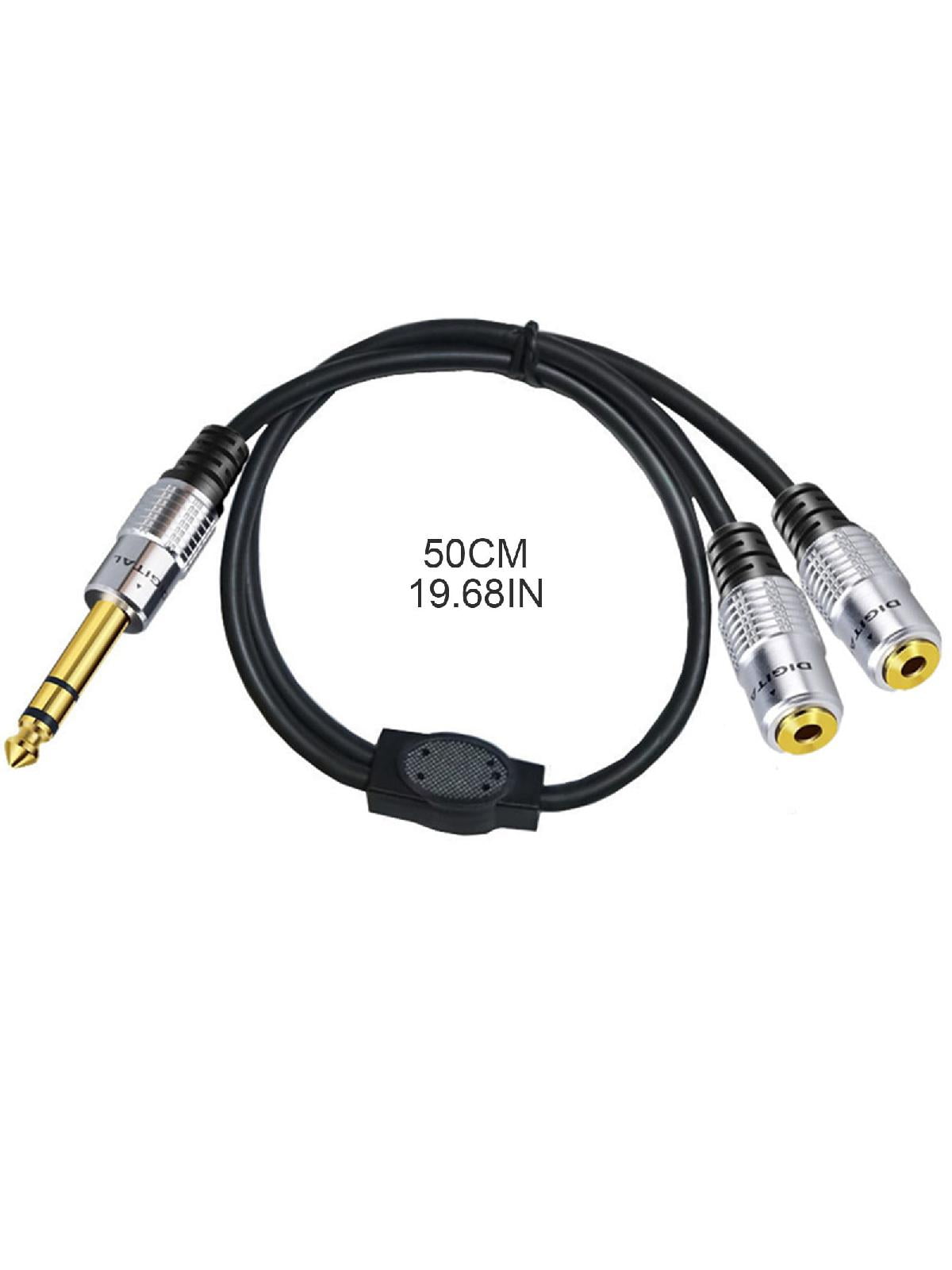 6.35mm 1/4 inch TRS to Dual 3.5mm 1/8 inch Female Headphone Splitter Y Cable Adapter 0.5m 19.7in