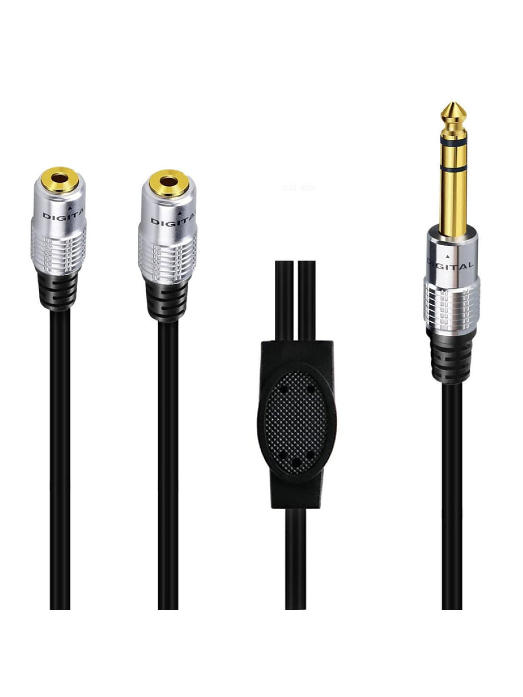 6.35mm 1/4 inch TRS to Dual 3.5mm 1/8 inch Female Headphone Splitter Y Cable Adapter 0.5m 19.7in
