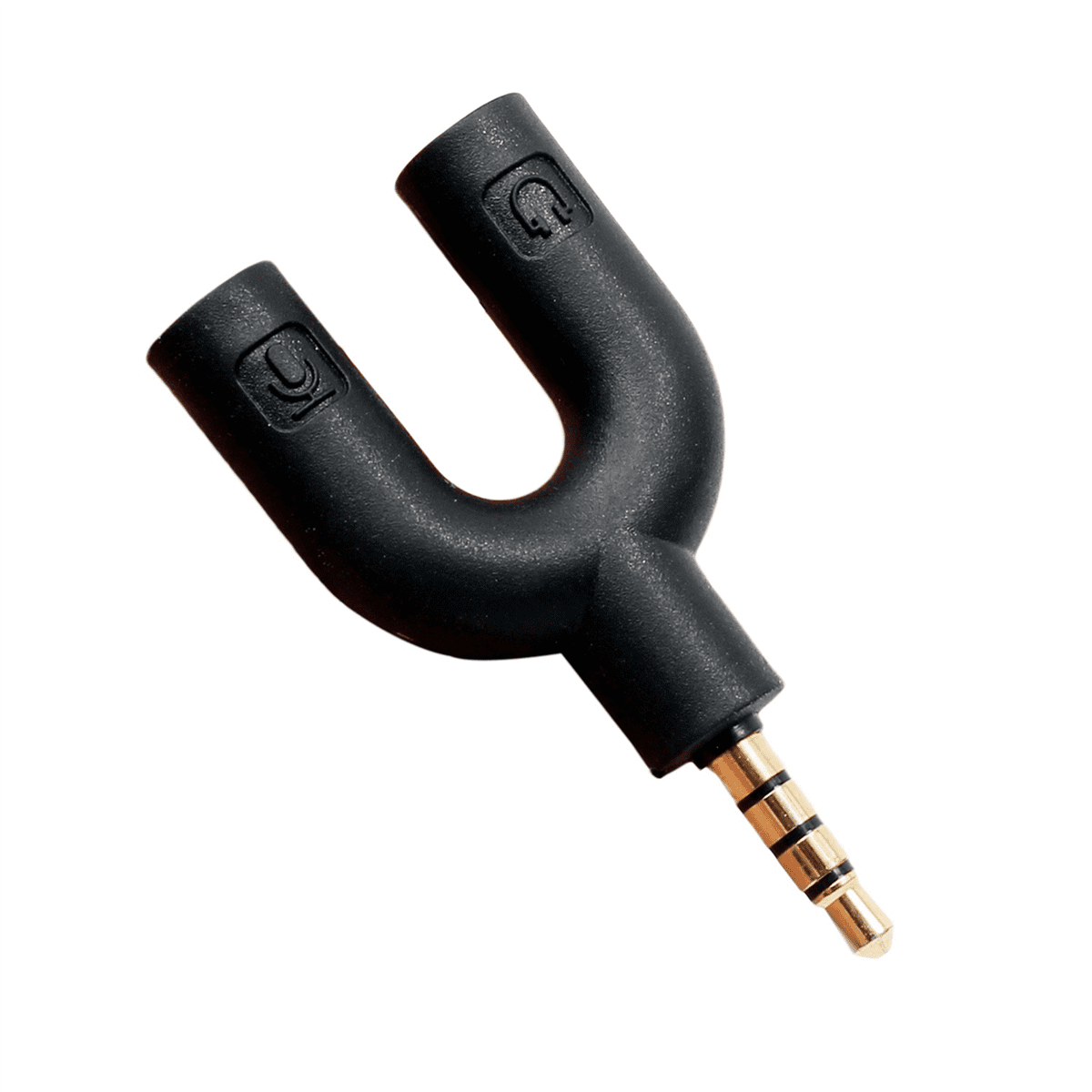 10X U Type Adapter Dual 3.5 mm Headphone Plug Audio Cables Splitter Microphone 2in 1 Swivel Connector for Android ,10 x Audio adapter,Black