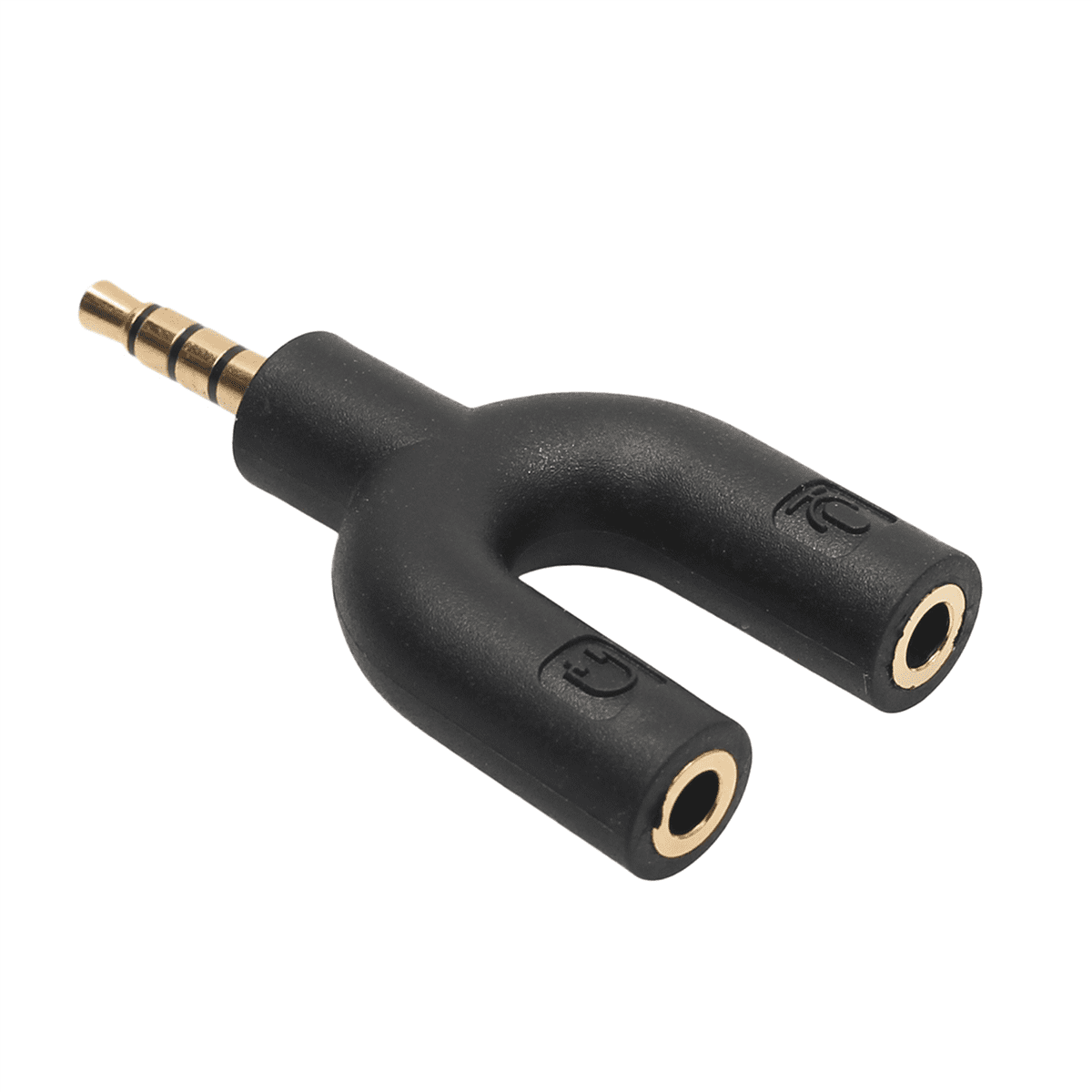 10X U Type Adapter Dual 3.5 mm Headphone Plug Audio Cables Splitter Microphone 2in 1 Swivel Connector for Android ,10 x Audio adapter,Black