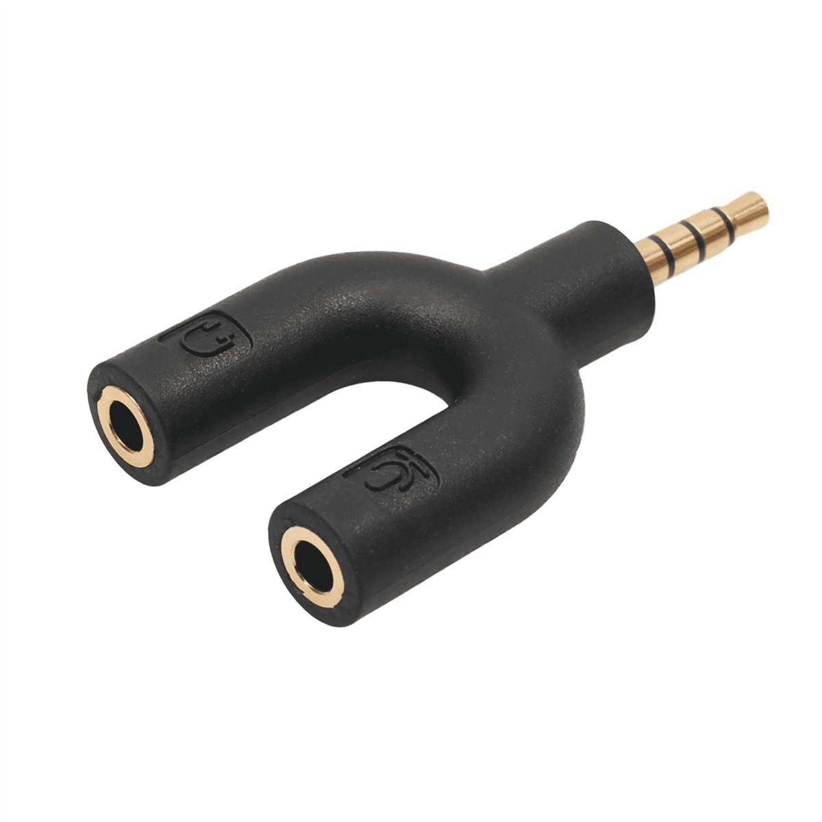 10X U Type Adapter Dual 3.5 mm Headphone Plug Audio Cables Splitter Microphone 2in 1 Swivel Connector for Android ,10 x Audio adapter,Black