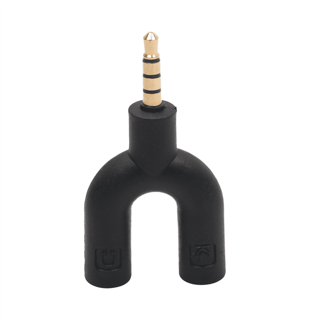 10X U Type Adapter Dual 3.5 mm Headphone Plug Audio Cables Splitter Microphone 2in 1 Swivel Connector for Android ,10 x Audio adapter,Black
