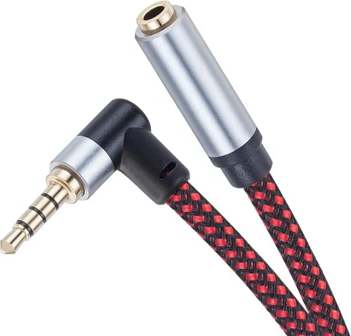 Audio Mic Extension Cable 3Ft,90 Degree TRRS 3.5mm Aux Headphone Extender 4-Pole
