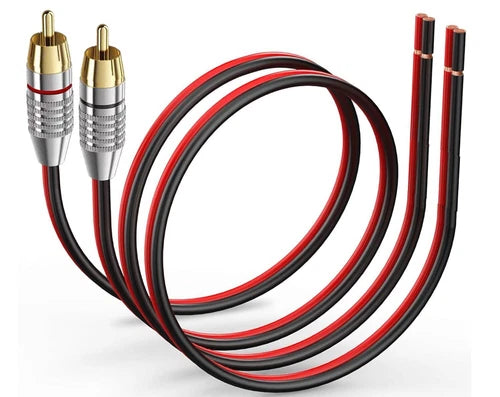 2 Pack RCA to Speaker Wire Adapter, 14AWG 1Ft Heavy Gauge Cable for Amp, TV, Sub