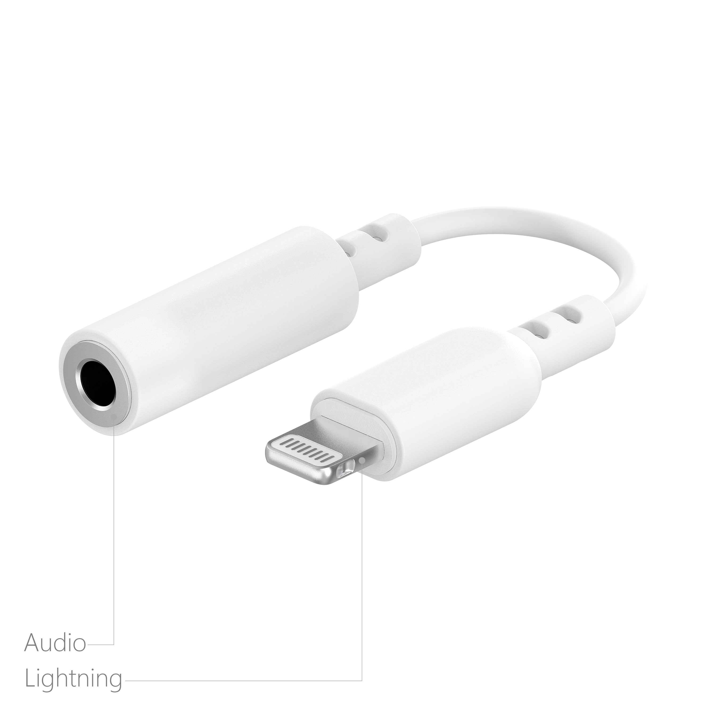onn Lightning to 3.5 mm AUX Audio Adapter, MFI Certified, White - Compatible with iPhone 14/13/12/11/X/XR/XS/8/7/6/5, iPad, Airpods and more