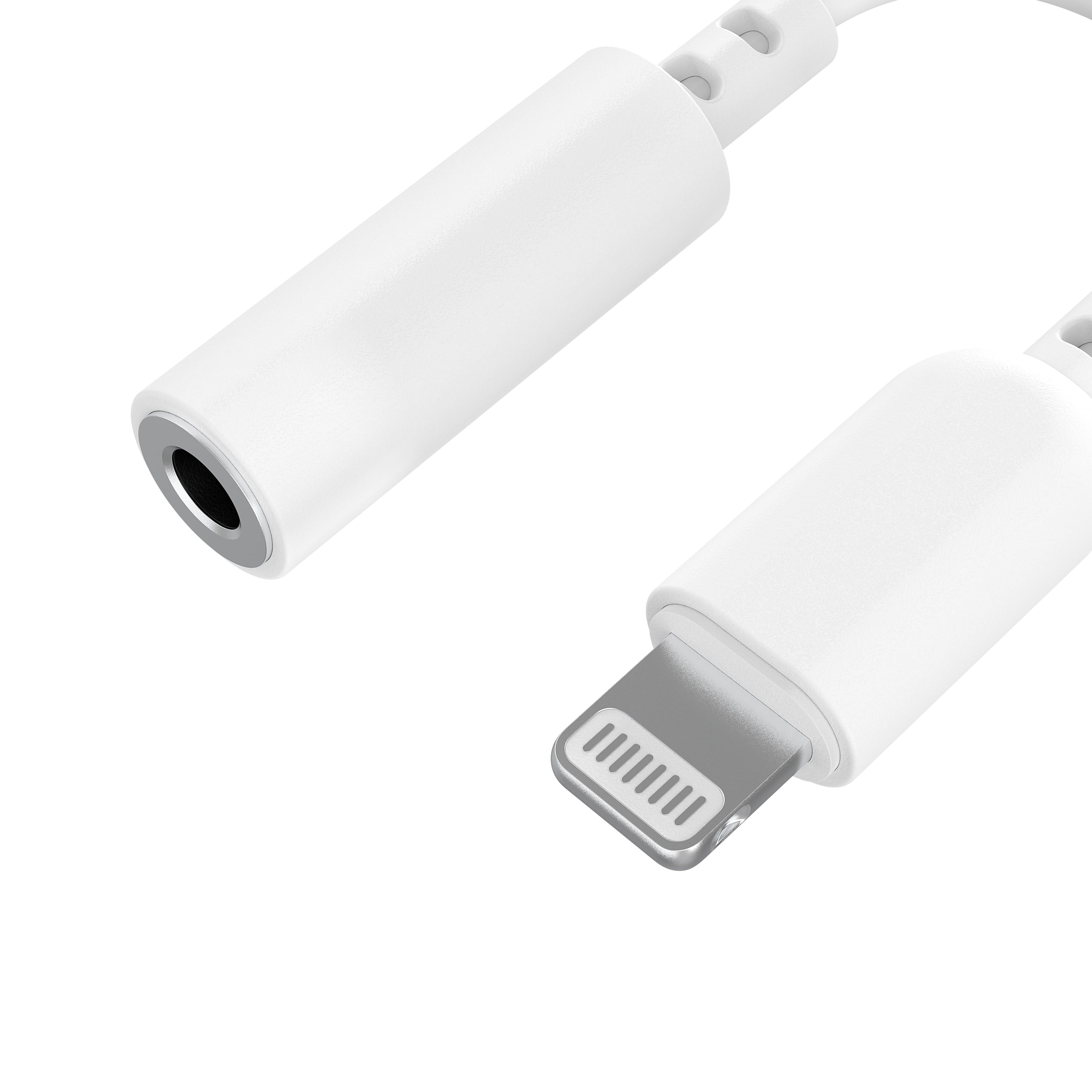 onn Lightning to 3.5 mm AUX Audio Adapter, MFI Certified, White - Compatible with iPhone 14/13/12/11/X/XR/XS/8/7/6/5, iPad, Airpods and more