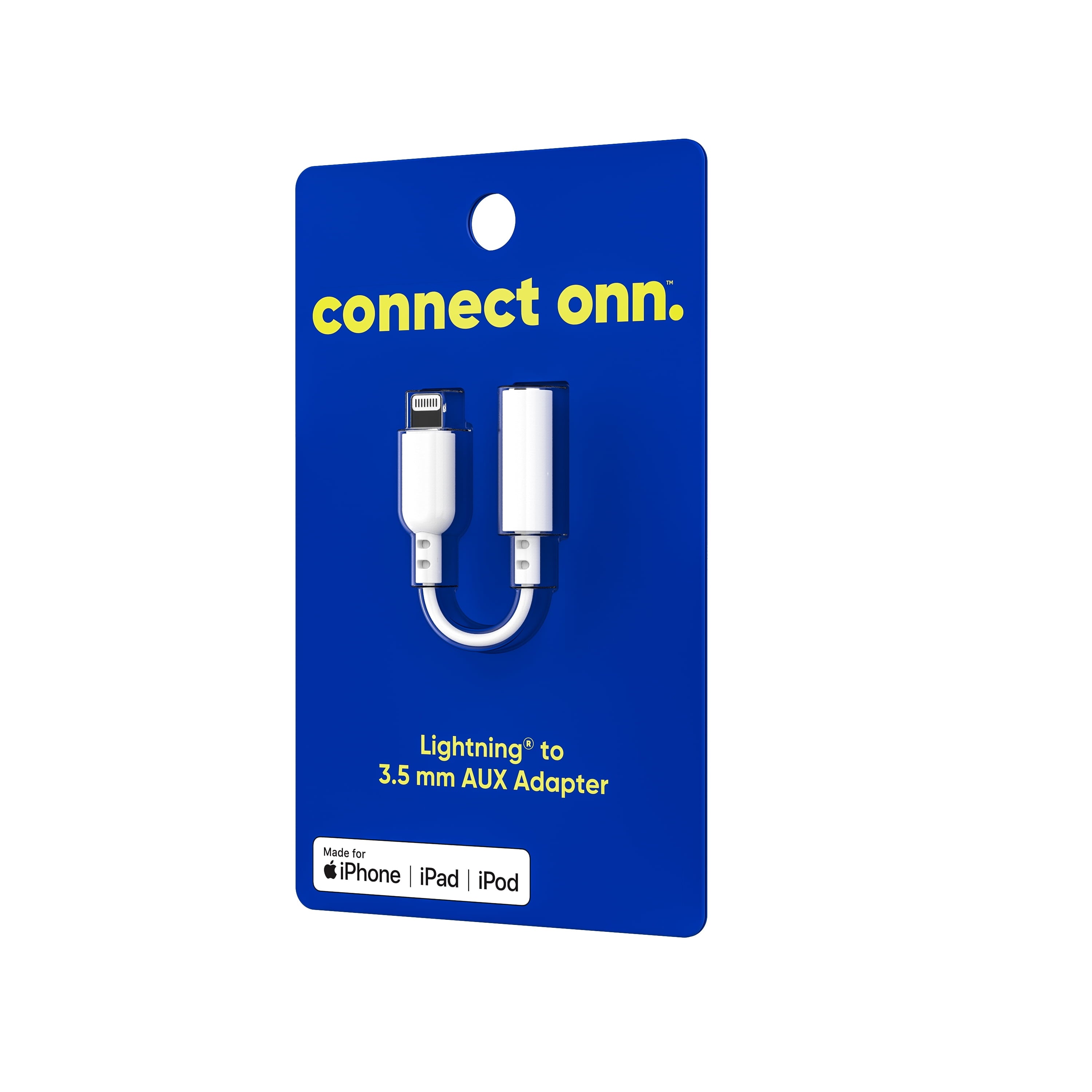 onn Lightning to 3.5 mm AUX Audio Adapter, MFI Certified, White - Compatible with iPhone 14/13/12/11/X/XR/XS/8/7/6/5, iPad, Airpods and more