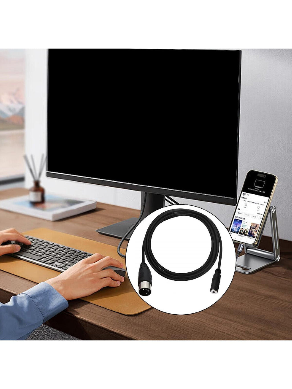 Professional 3.5mm Female to DIN 5 Pin Male Cable Sound Adapter Cable for Headphone Sound Card Equipment Accessories