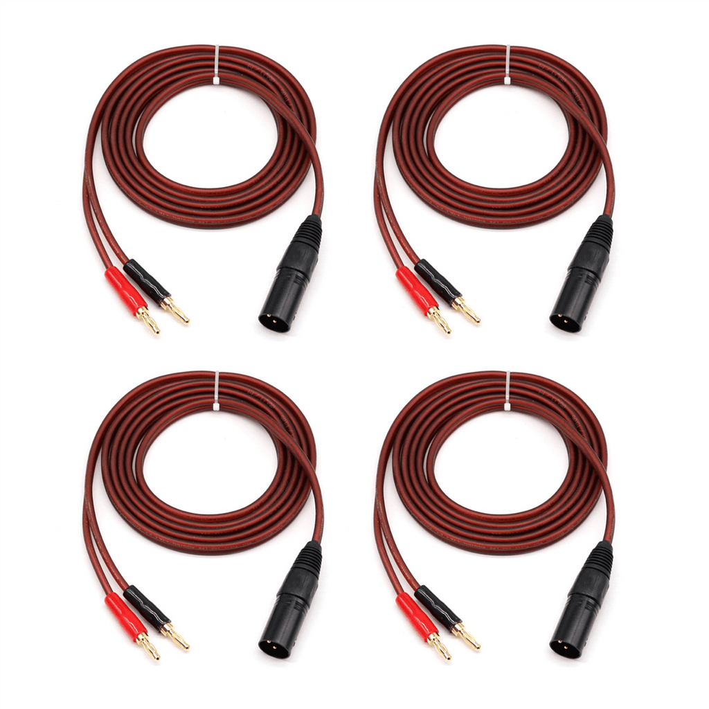 4X XLR to Banana Speaker Cable,XLR 3 Pin Male to Dual Banana Plugs Audio Cable, Gold-Plated 4mm Plug to XLR3 Pro HiFi