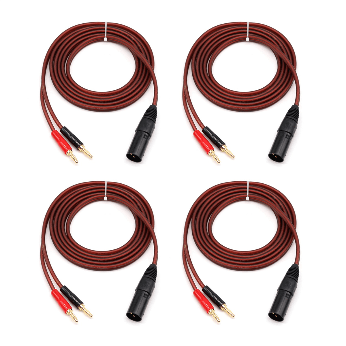 4X XLR to Banana Speaker Cable,XLR 3 Pin Male to Dual Banana Plugs Audio Cable, Gold-Plated 4mm Plug to XLR3 Pro HiFi