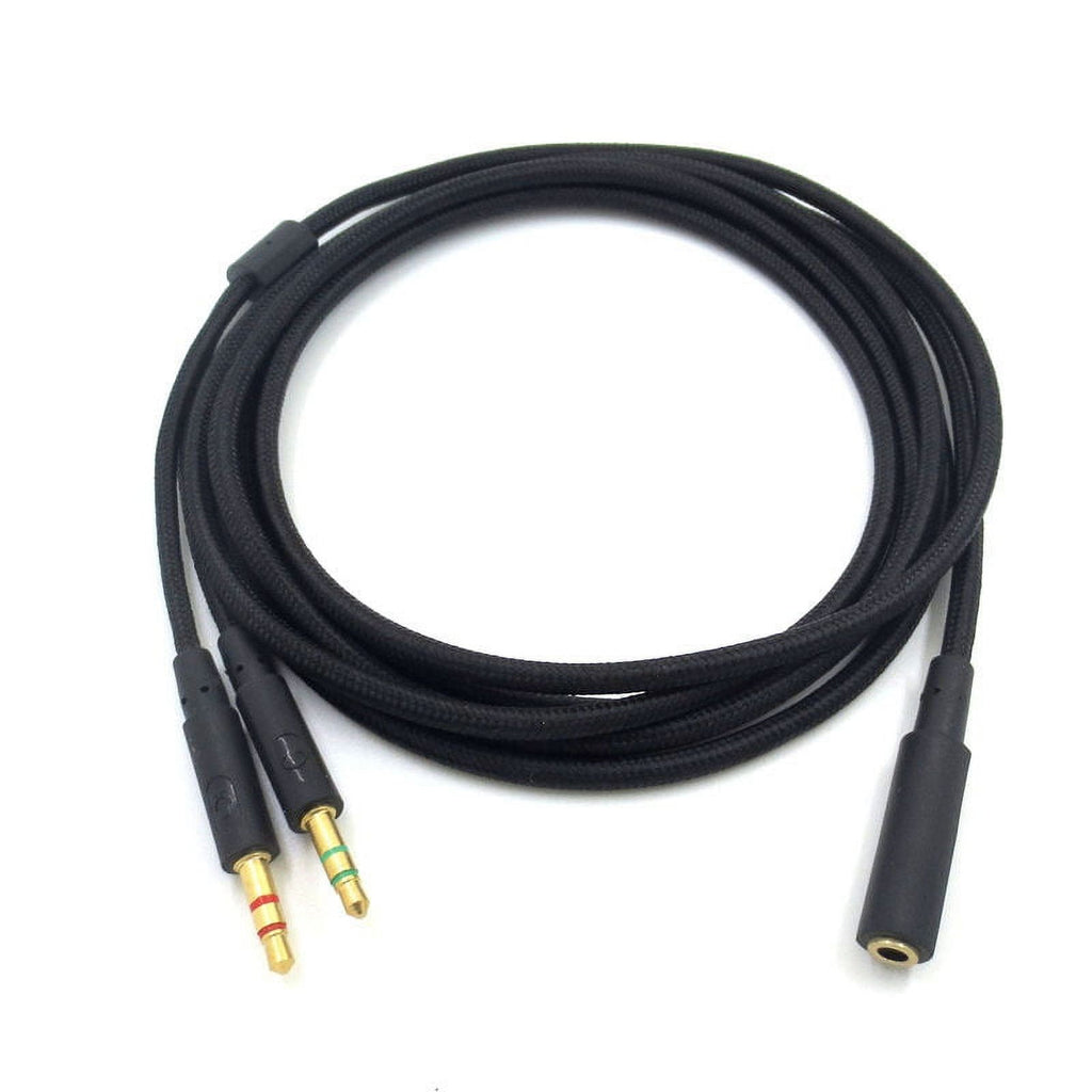 3.5mm Universal 2 in 1 Gaming Headset Audio Extend Cable for Cloud II/Alpha/Cloud Flight/Core Headphone
