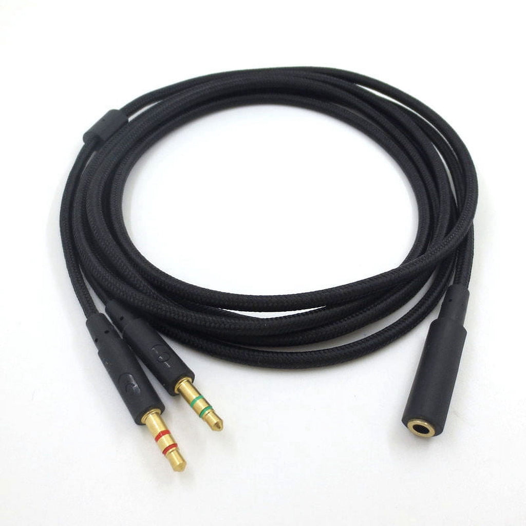 3.5mm Universal 2 in 1 Gaming Headset Audio Extend Cable for Cloud II/Alpha/Cloud Flight/Core Headphone