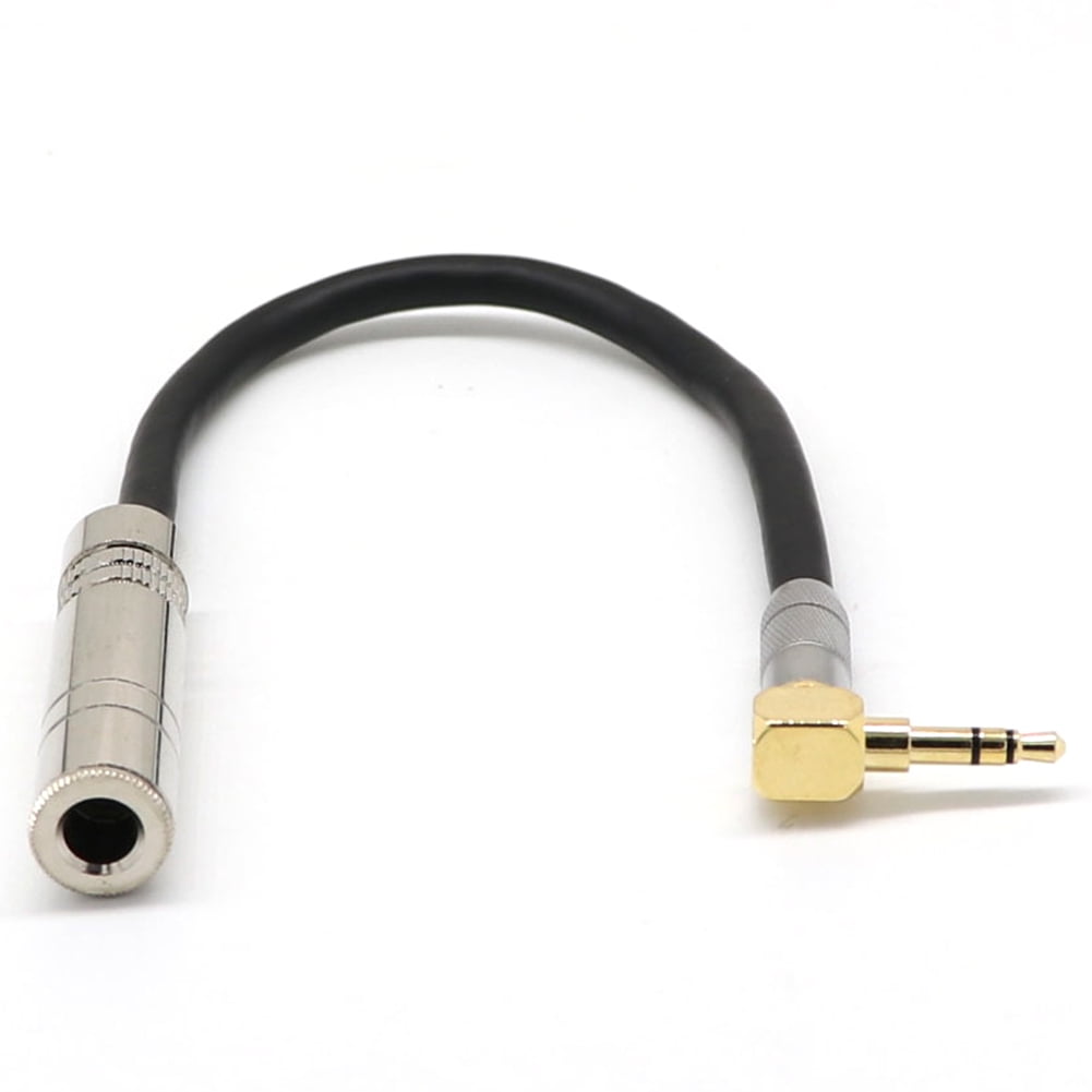 6.35 Female Stereo to 3.5 Male Plug Jack Stereo Hifi Mic Audio Extension Cable Short 90 Degree Angled Audio Line cable,1x 6.35 mm to 3.5 mm TRS Jack Plug Cable(6.35 mother stereo),Black &amp; Silver