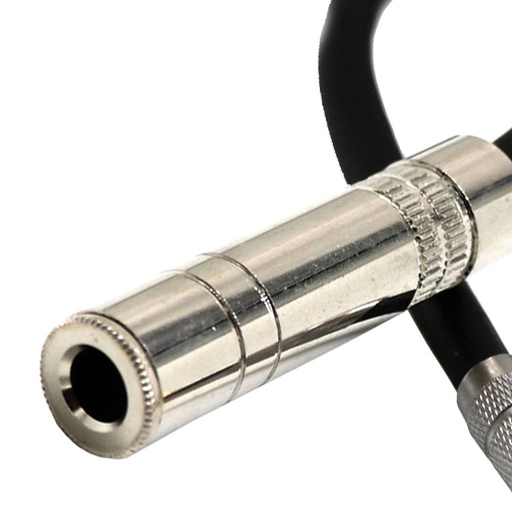 6.35 Female Stereo to 3.5 Male Plug Jack Stereo Hifi Mic Audio Extension Cable Short 90 Degree Angled Audio Line cable,1x 6.35 mm to 3.5 mm TRS Jack Plug Cable(6.35 mother stereo),Black &amp; Silver