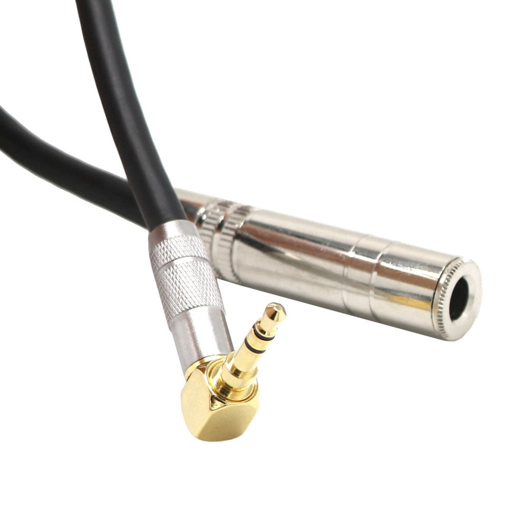6.35 Female Stereo to 3.5 Male Plug Jack Stereo Hifi Mic Audio Extension Cable Short 90 Degree Angled Audio Line cable,1x 6.35 mm to 3.5 mm TRS Jack Plug Cable(6.35 mother stereo),Black &amp; Silver
