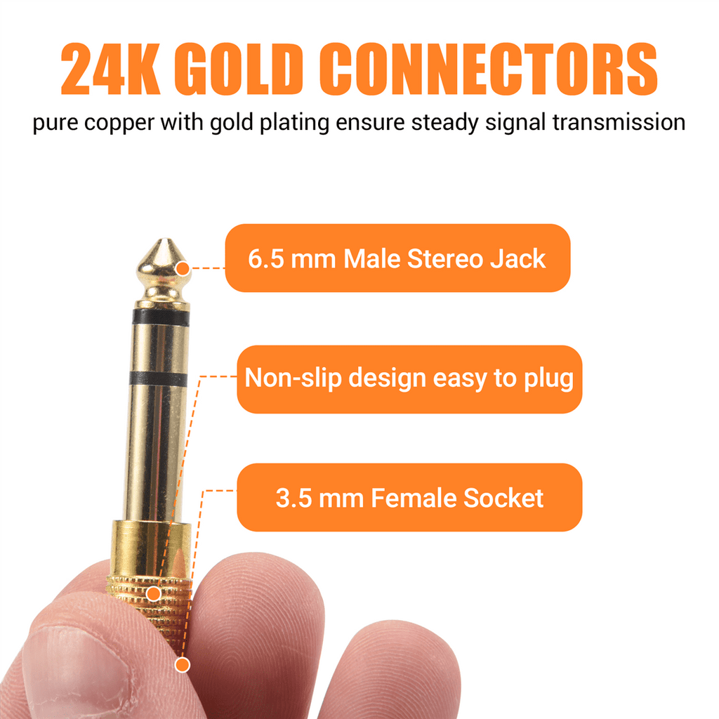 IMCBSTT QUALITY HEADPHONE ADAPTER STEREO GOLD PLUG 1/4" (6.3mm) Male to 1/8" (3.5mm) Femalemetal