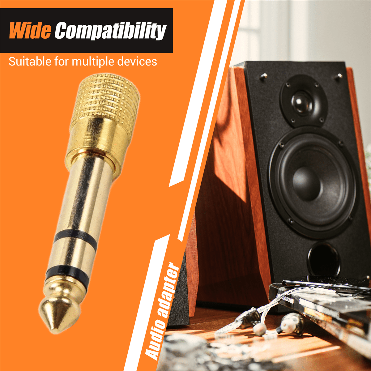 IMCBSTT QUALITY HEADPHONE ADAPTER STEREO GOLD PLUG 1/4" (6.3mm) Male to 1/8" (3.5mm) Femalemetal