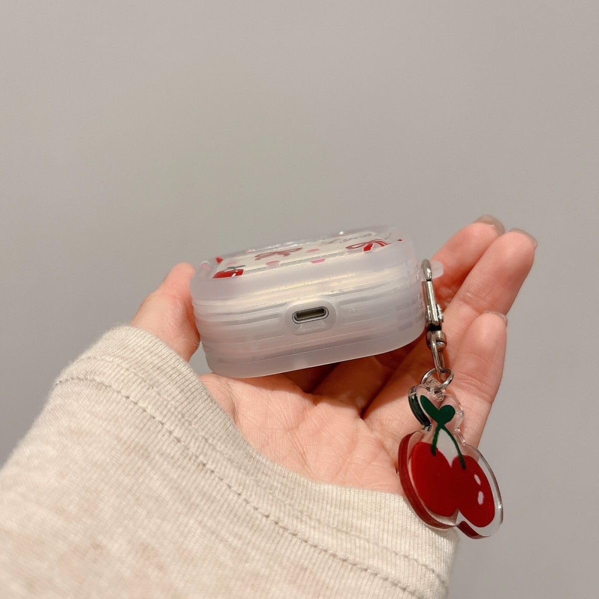 Earphone Case for AirPods 3, Lovely Transparent Clear Bowknot Cherry Case Soft Silicone Sleeve, AirPods 3 Cover Protective Skin Shockproof Protector for Earbuds +Cherry Keychain