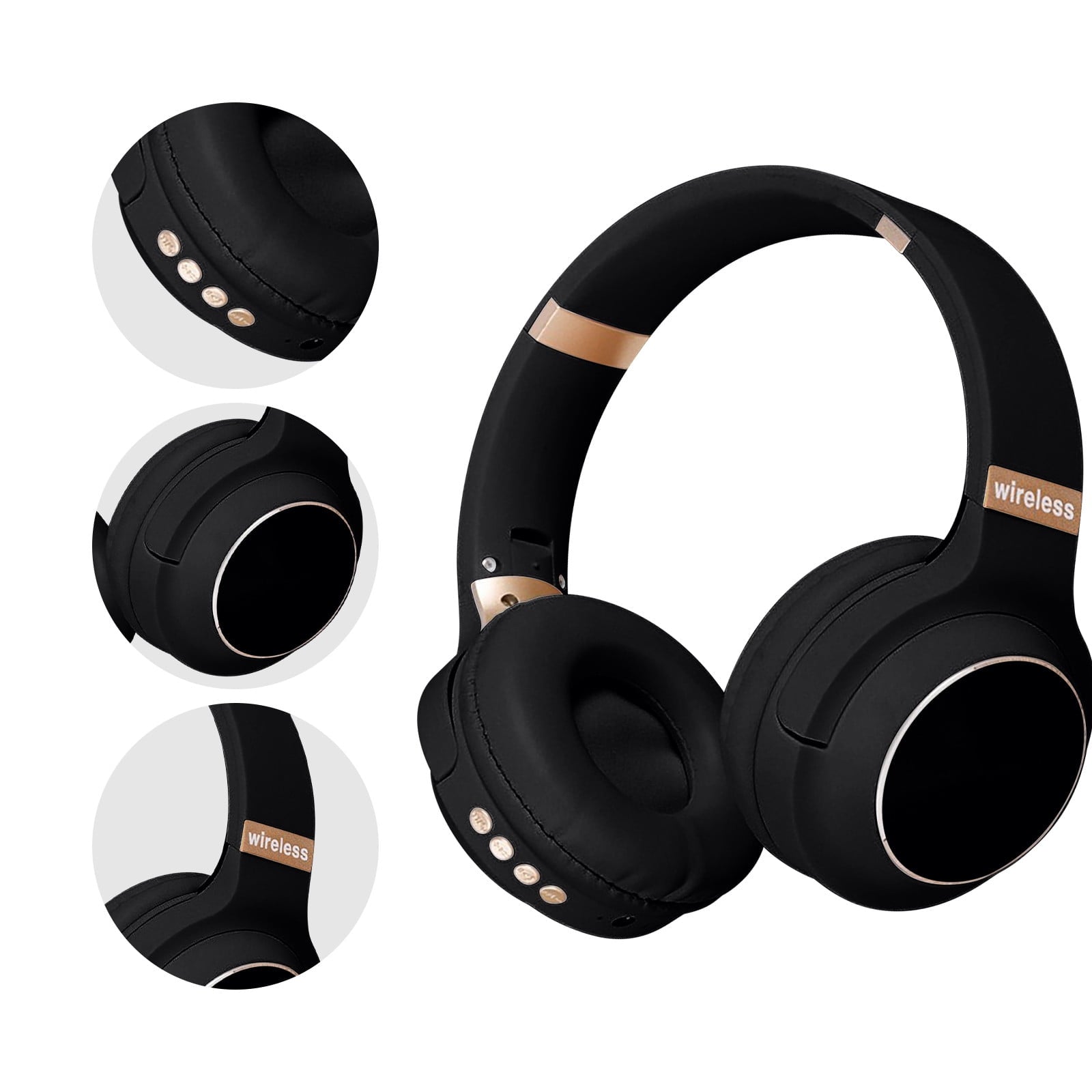 Wireless Bluetooth Headphones, Over-Ear with Noise Reduction and Foldable Design for Immersive Sound, Featuring FM Radio and TF Card Playback, Comfortable Fit for Work and Travel