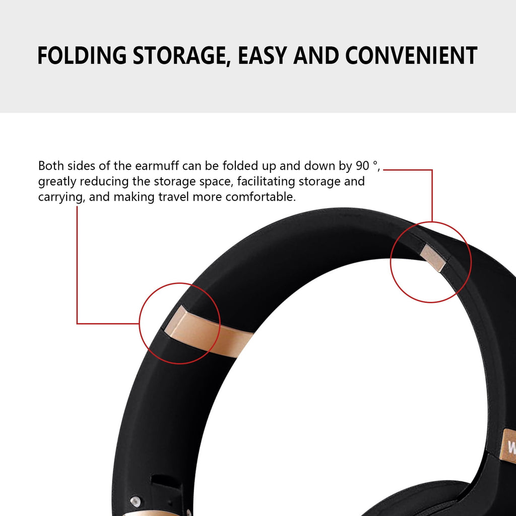 Wireless Bluetooth Headphones, Over-Ear with Noise Reduction and Foldable Design for Immersive Sound, Featuring FM Radio and TF Card Playback, Comfortable Fit for Work and Travel
