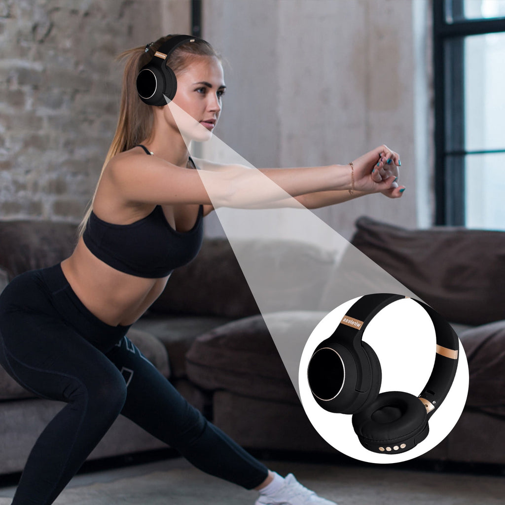 Wireless Bluetooth Headphones, Over-Ear with Noise Reduction and Foldable Design for Immersive Sound, Featuring FM Radio and TF Card Playback, Comfortable Fit for Work and Travel