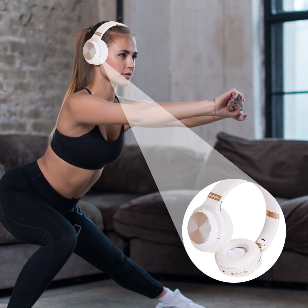 Wireless Bluetooth Headphones, Over-Ear with Noise Reduction and Foldable Design for Immersive Sound, Featuring FM Radio and TF Card Playback, Comfortable Fit for Work and Travel
