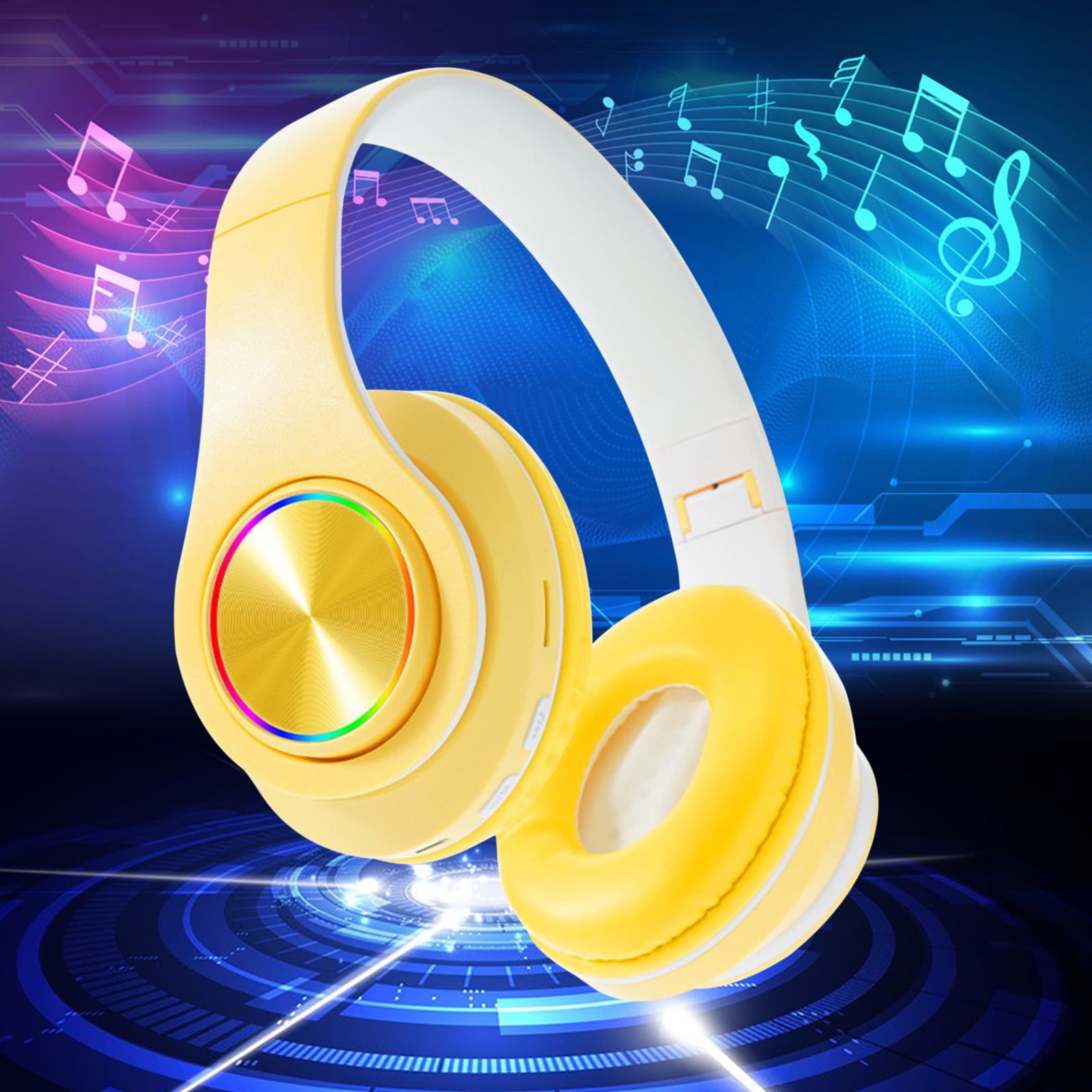 Wireless Headphones with Colorful Breathing Lights, Over Ear Design and Bluetooth 5.3 for Music, Gaming, and Study