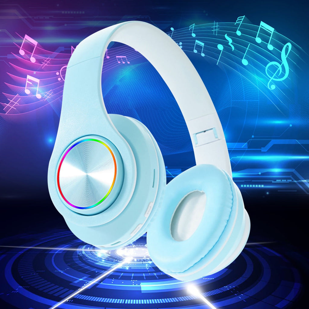 Wireless Headphones with Colorful Breathing Lights, Over Ear Design and Bluetooth 5.3 for Music, Gaming, and Study