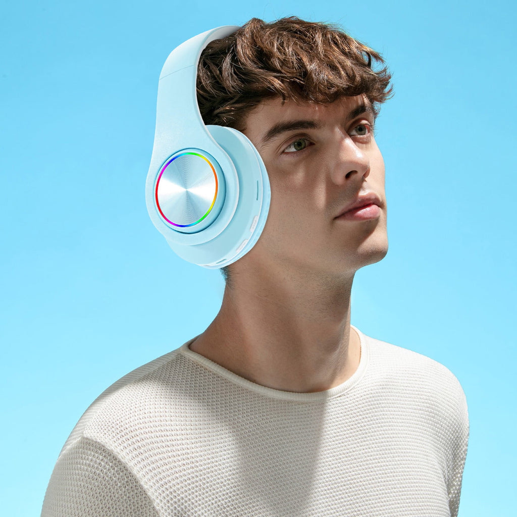 Wireless Headphones with Colorful Breathing Lights, Over Ear Design and Bluetooth 5.3 for Music, Gaming, and Study