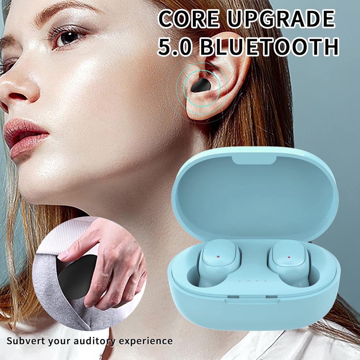 Mini Wireless Earbuds Bluetooth Headphones Noise Cancelling Wireless Ear Buds with Microphone for Small Ear Immersive Premium Sound with Charging Case Waterproof Sweat Resistant Earphones