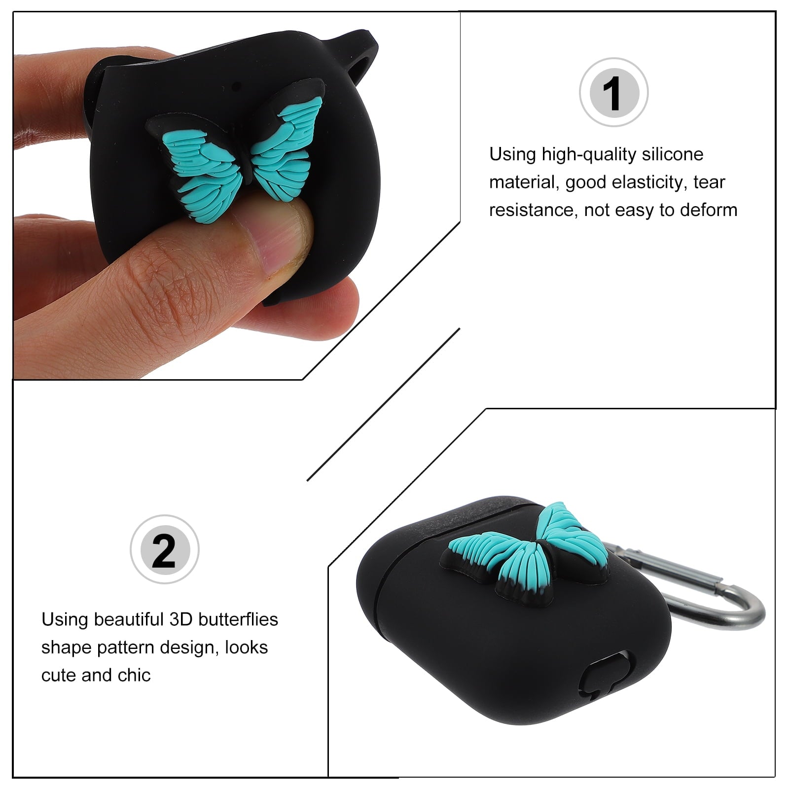 unbranded 2 Pcs Earphone Case Ultra Open Earbuds Wireless Headphones Black