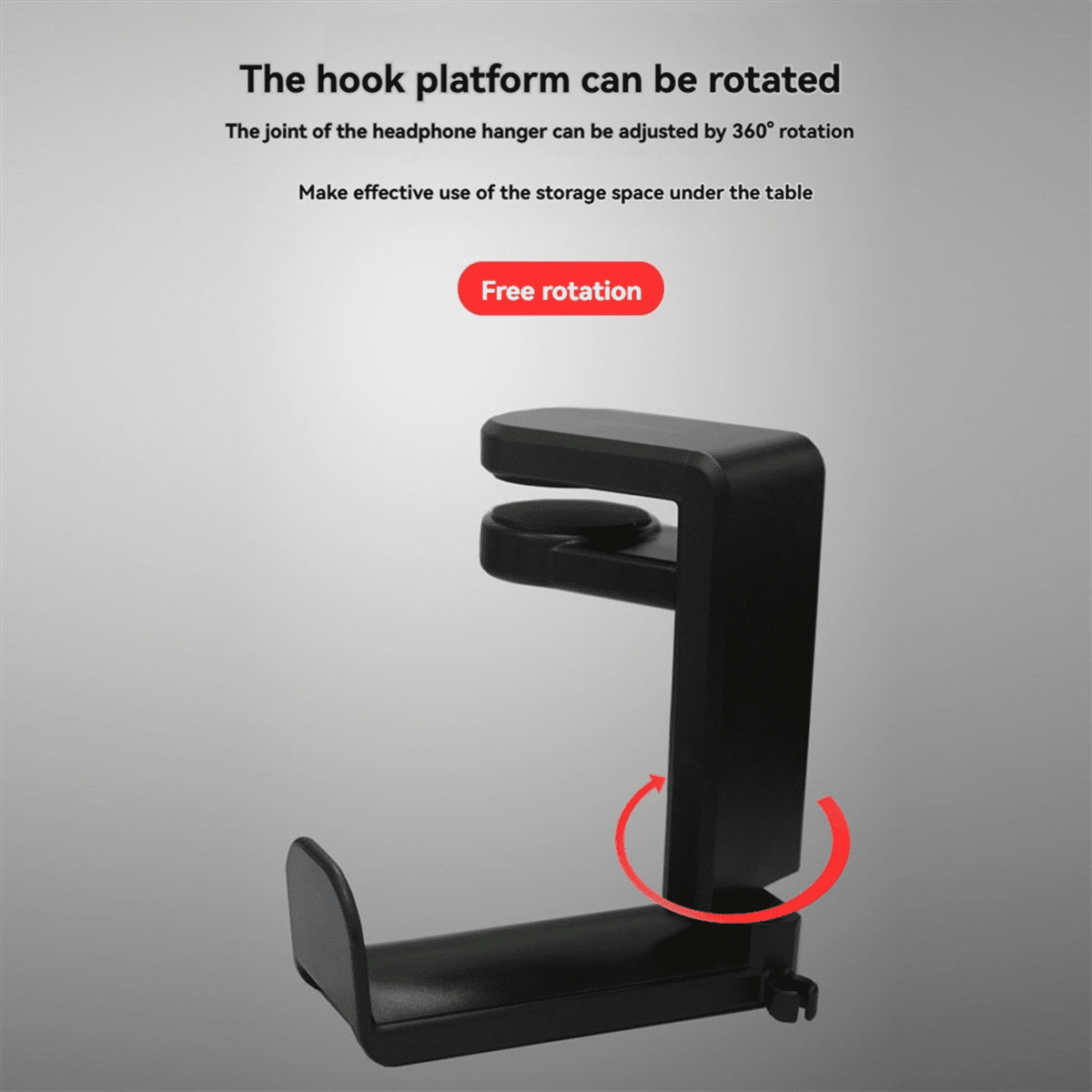 Rotating Headphone Stand Adjustable Clamp-on Headphone Holder PC Gaming Headset Stand with 360 Degree Swivel White
