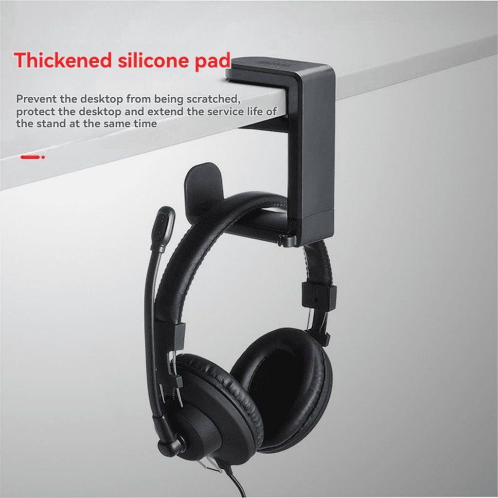 Rotating Headphone Stand Adjustable Clamp-on Headphone Holder PC Gaming Headset Stand with 360 Degree Swivel White