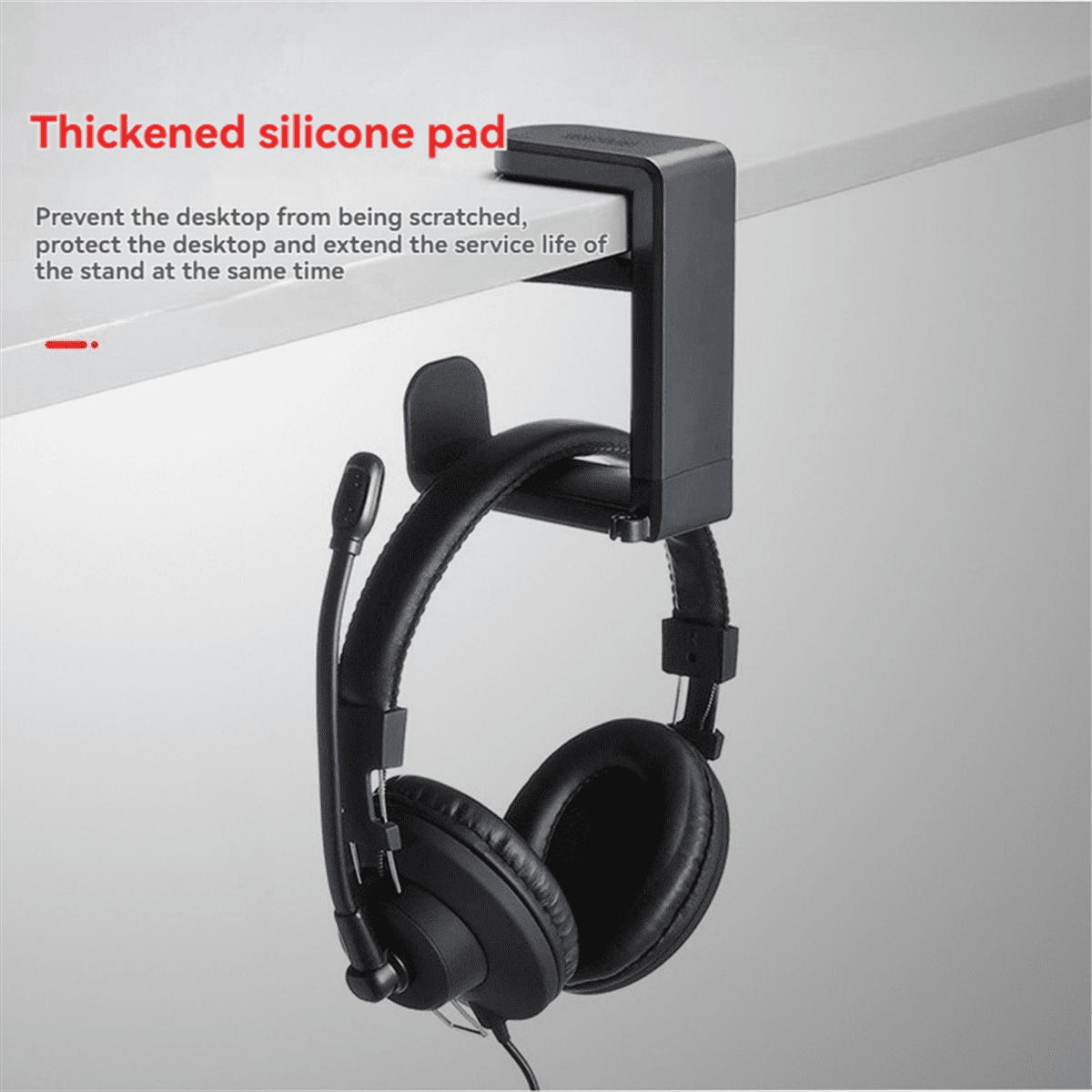 Rotating Headphone Stand Adjustable Clamp-on Headphone Holder PC Gaming Headset Stand with 360 Degree Swivel White